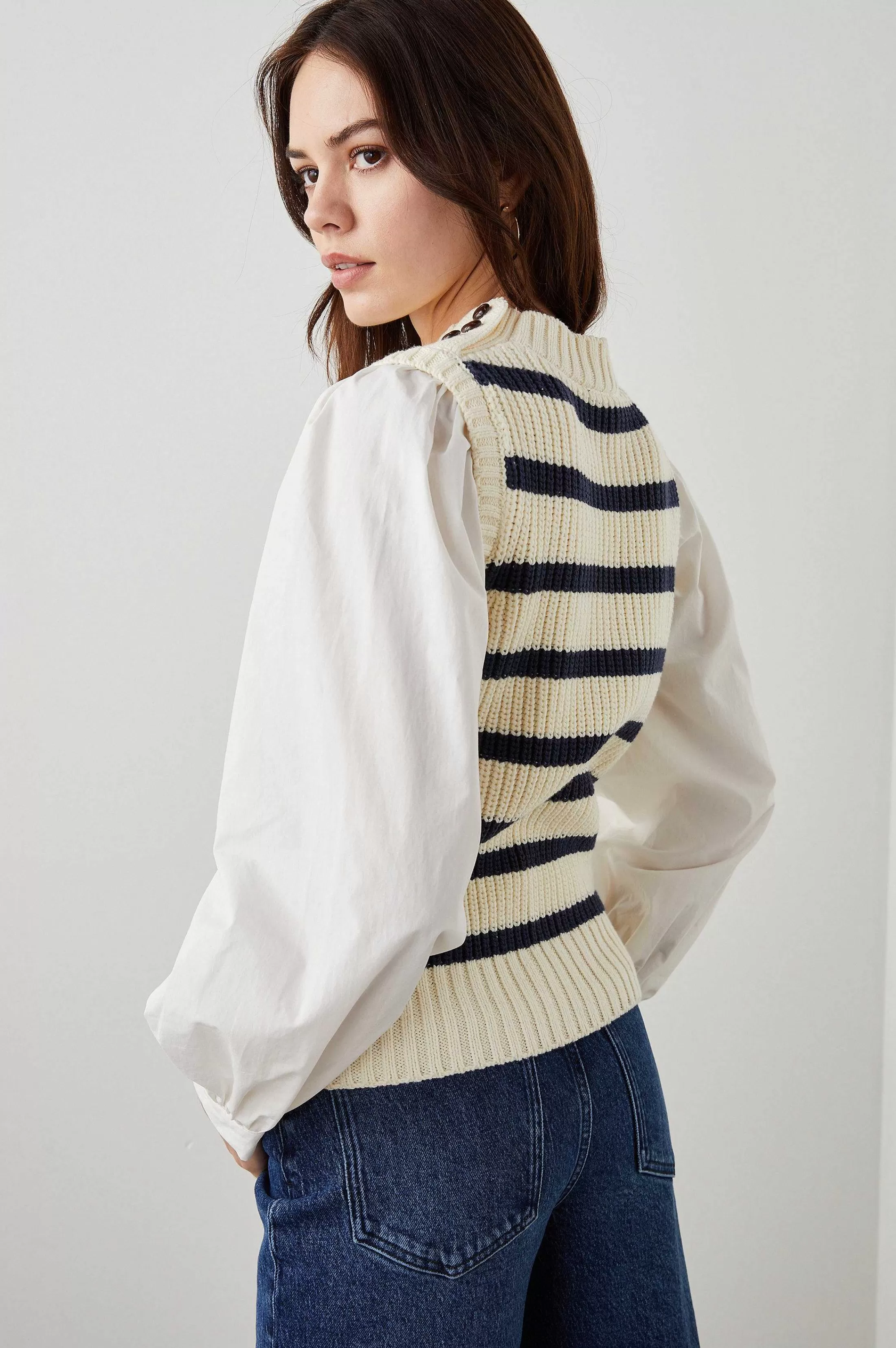 Truien-Rails Bambi Trui - Ivoor Marine Stripe