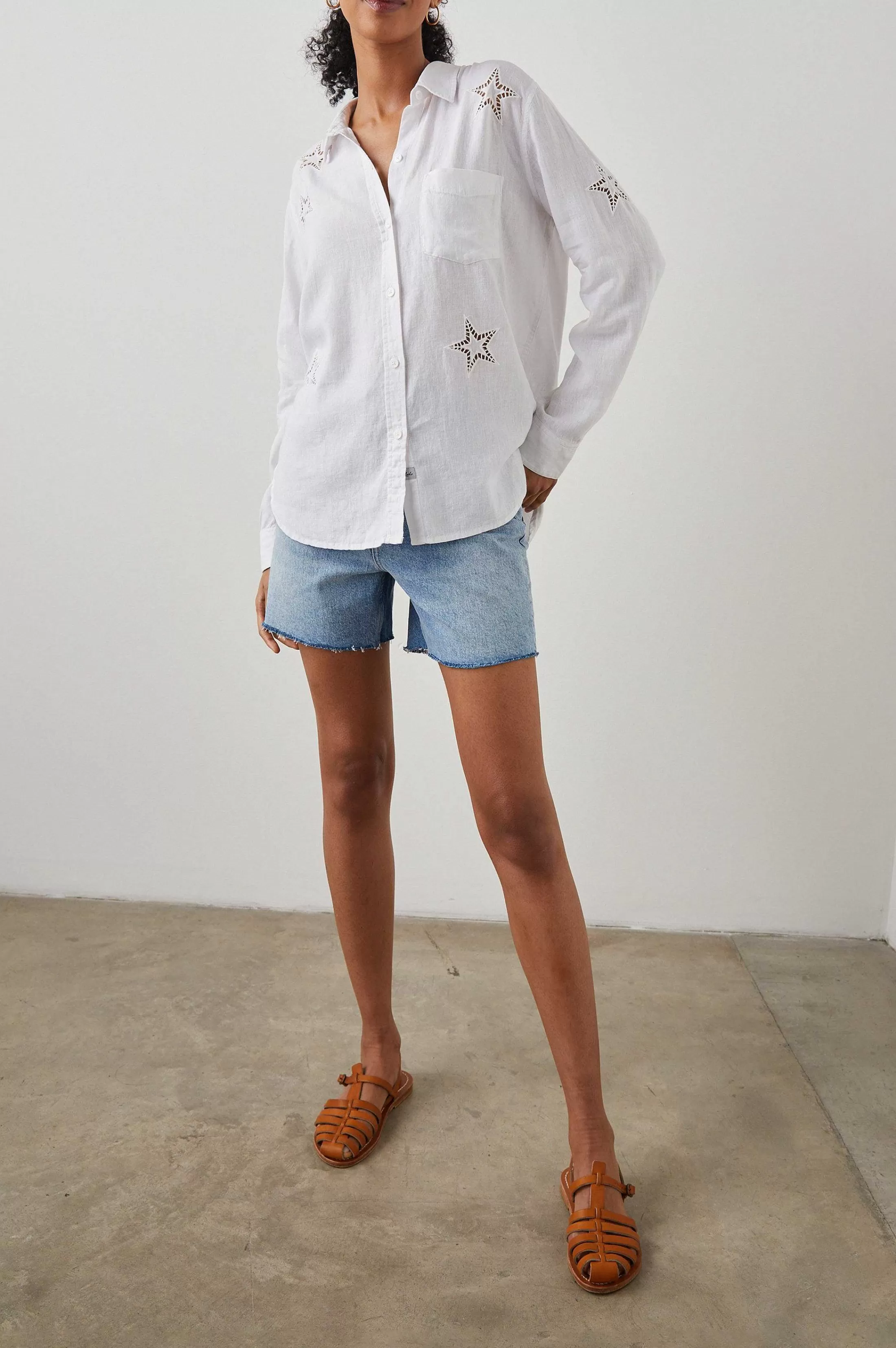 Bovenkanten-Rails Charli Shirt - Witte Oogjesterren