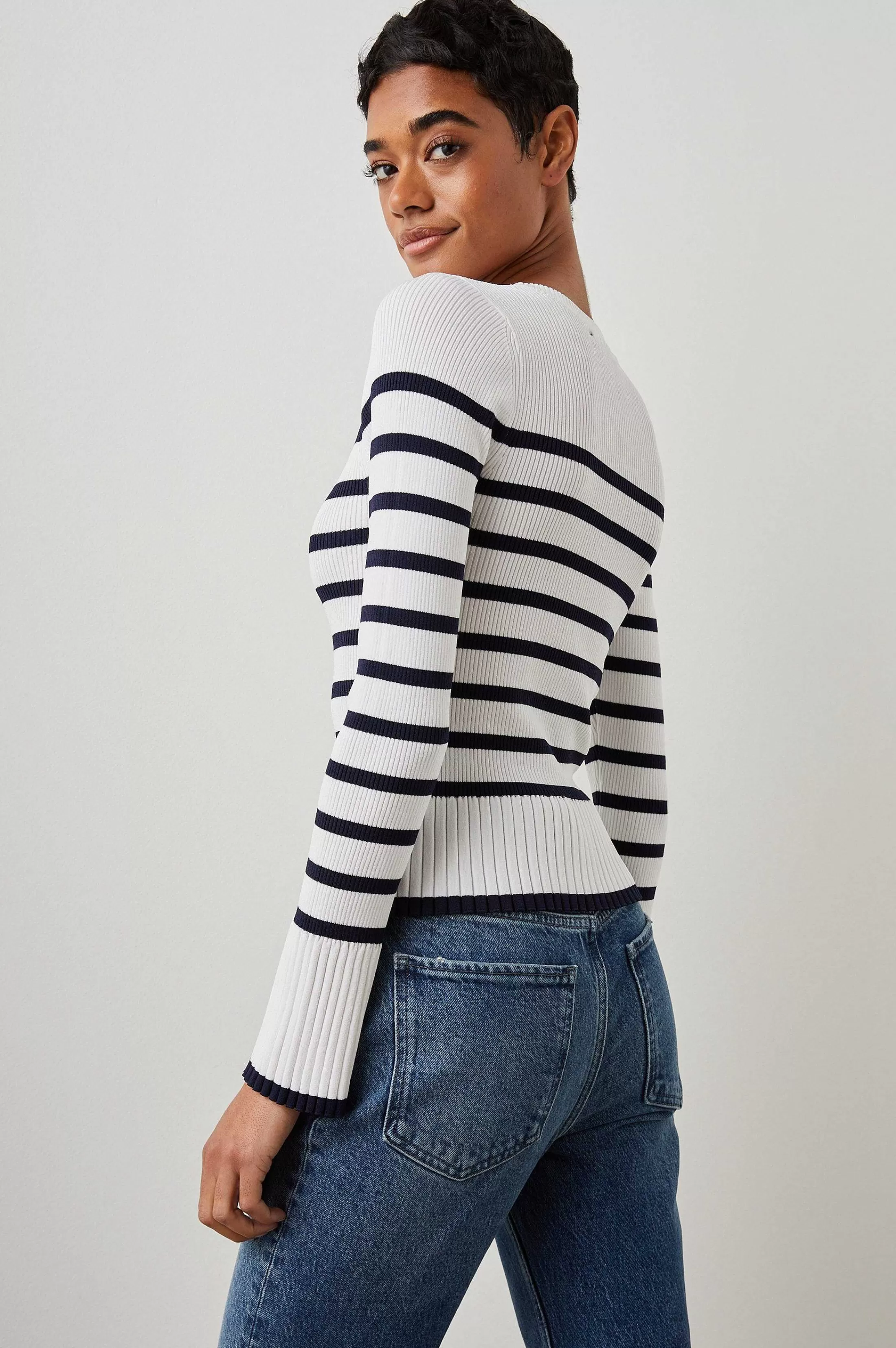 Truien-Rails Gemma Trui - Ivoor Marine Stripe