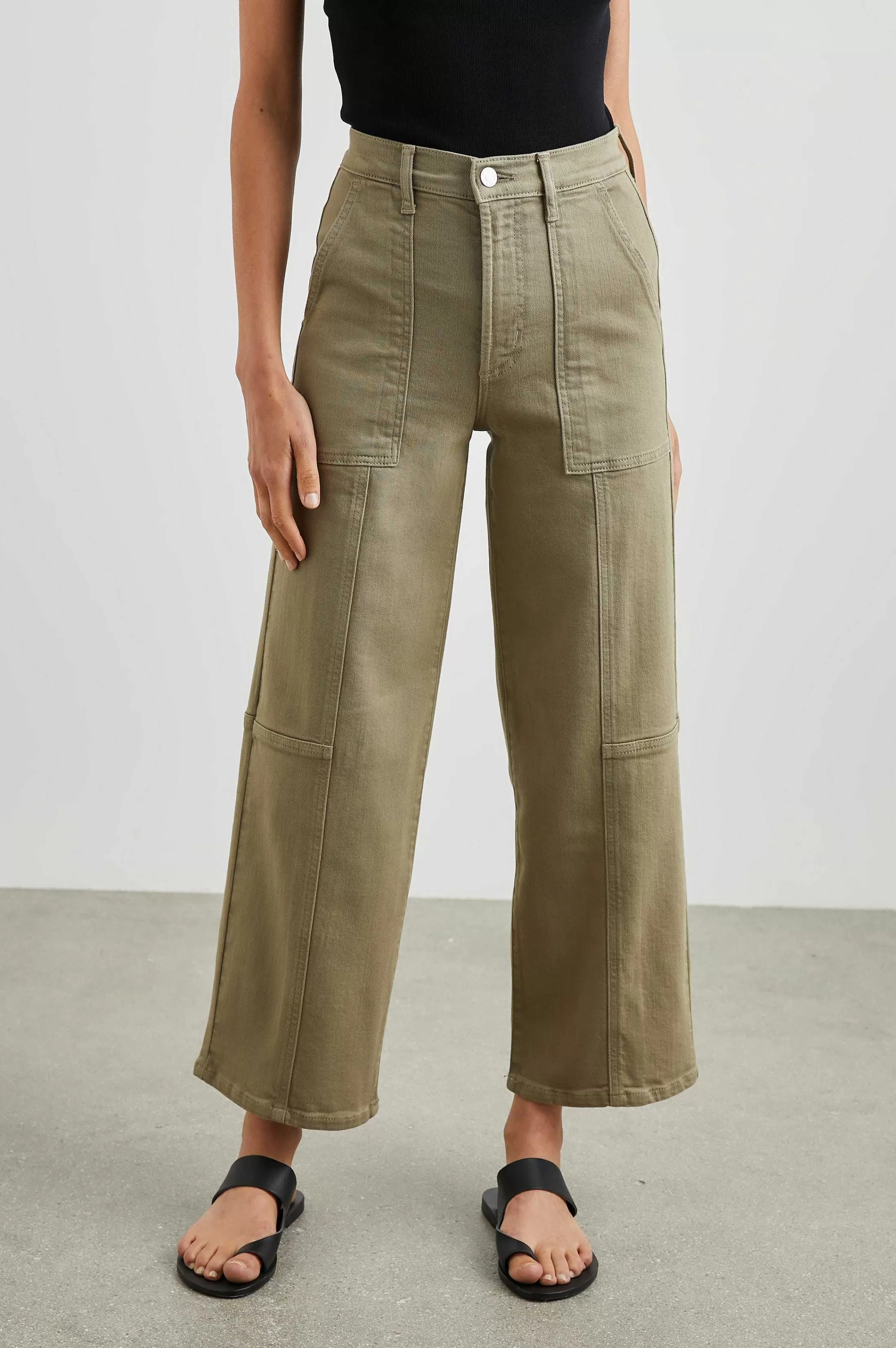 Denim-Rails Getty Crop Utility Wide Poot - Gewassen Olijf