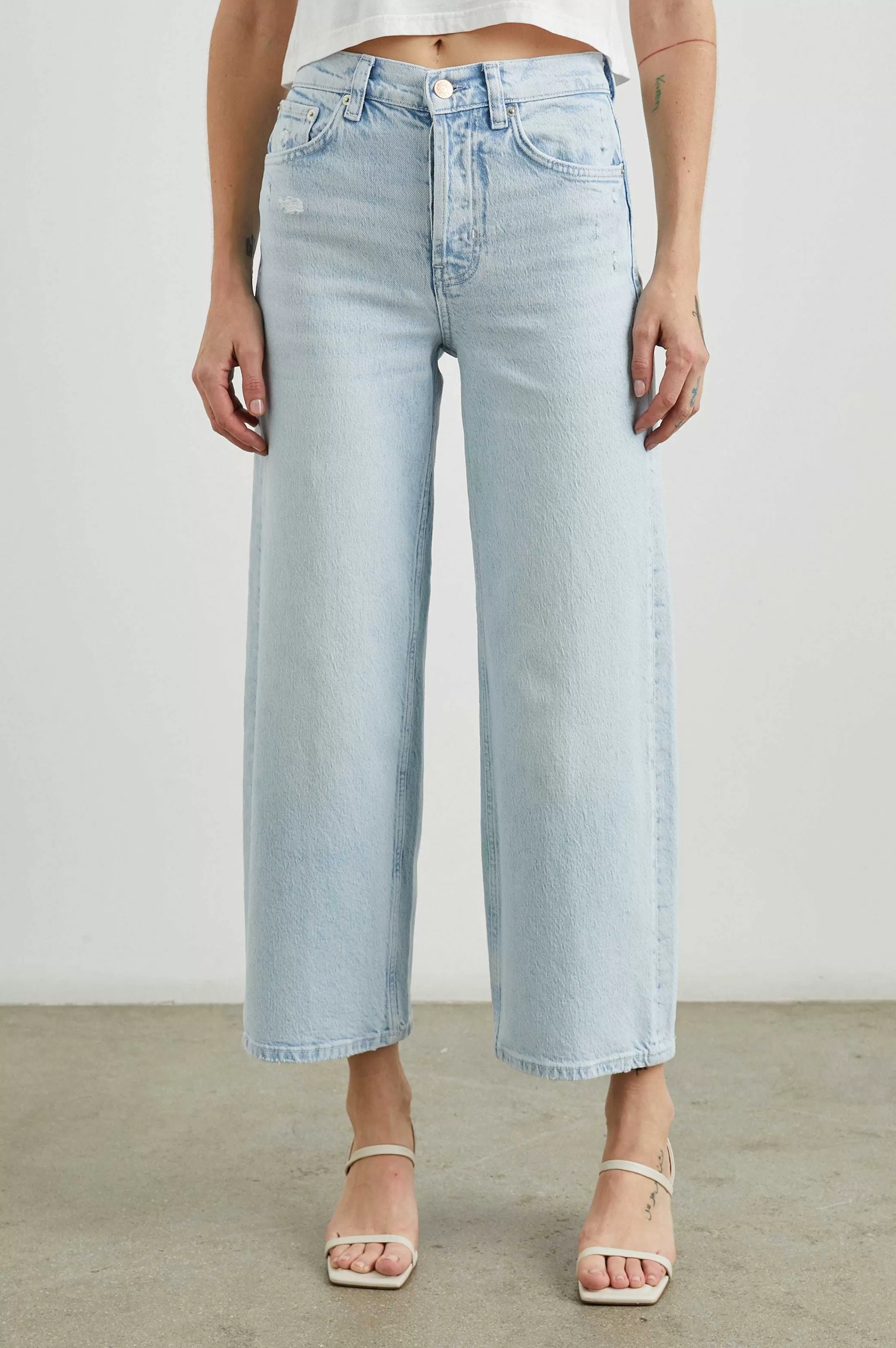 Denim-Rails Getty Crop Wide Leg - Ocean Breeze Distress