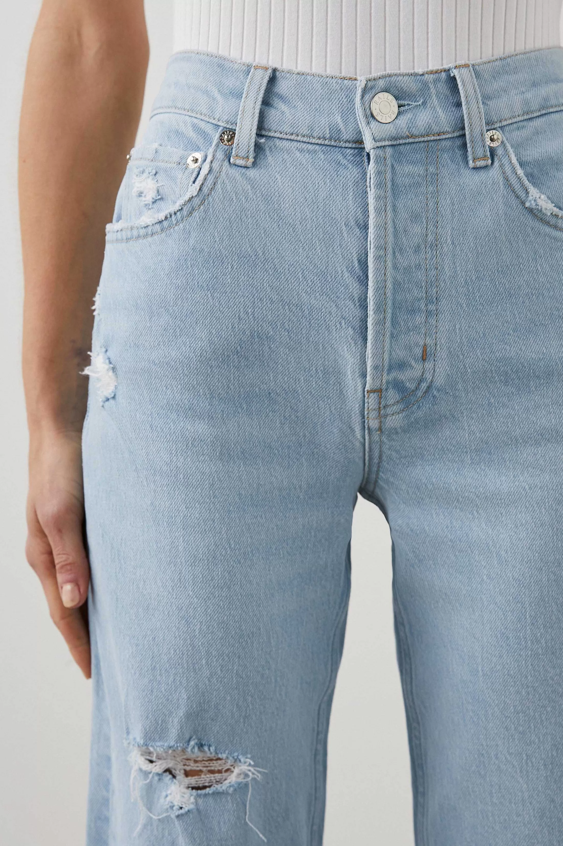 Denim-Rails Getty Crop Wide Poot - Oceanview Distress