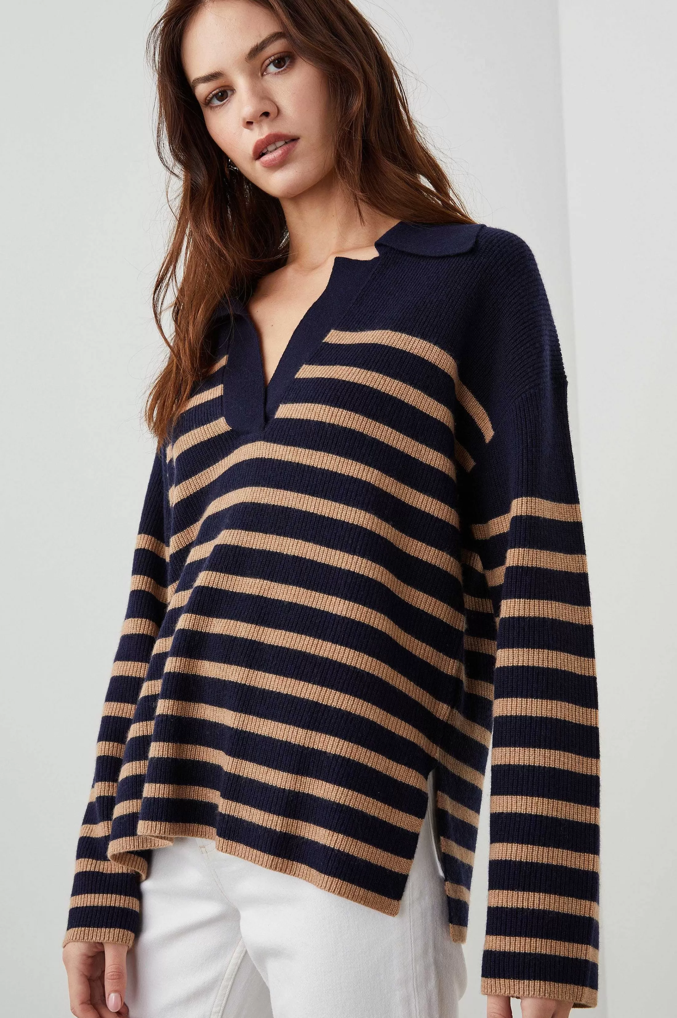 Truien-Rails Harris Trui - Camel Marine Stripe