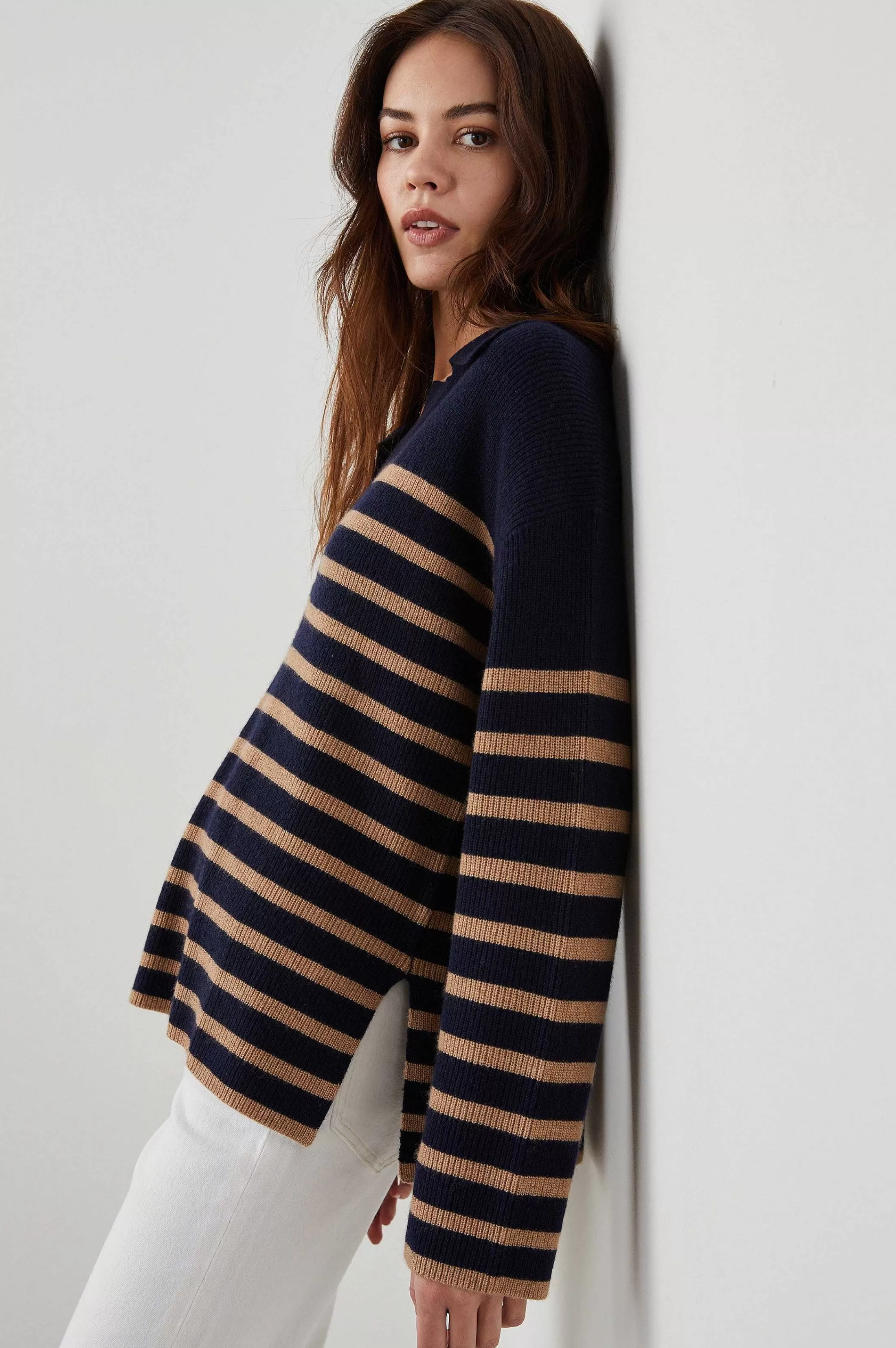 Truien-Rails Harris Trui - Camel Marine Stripe