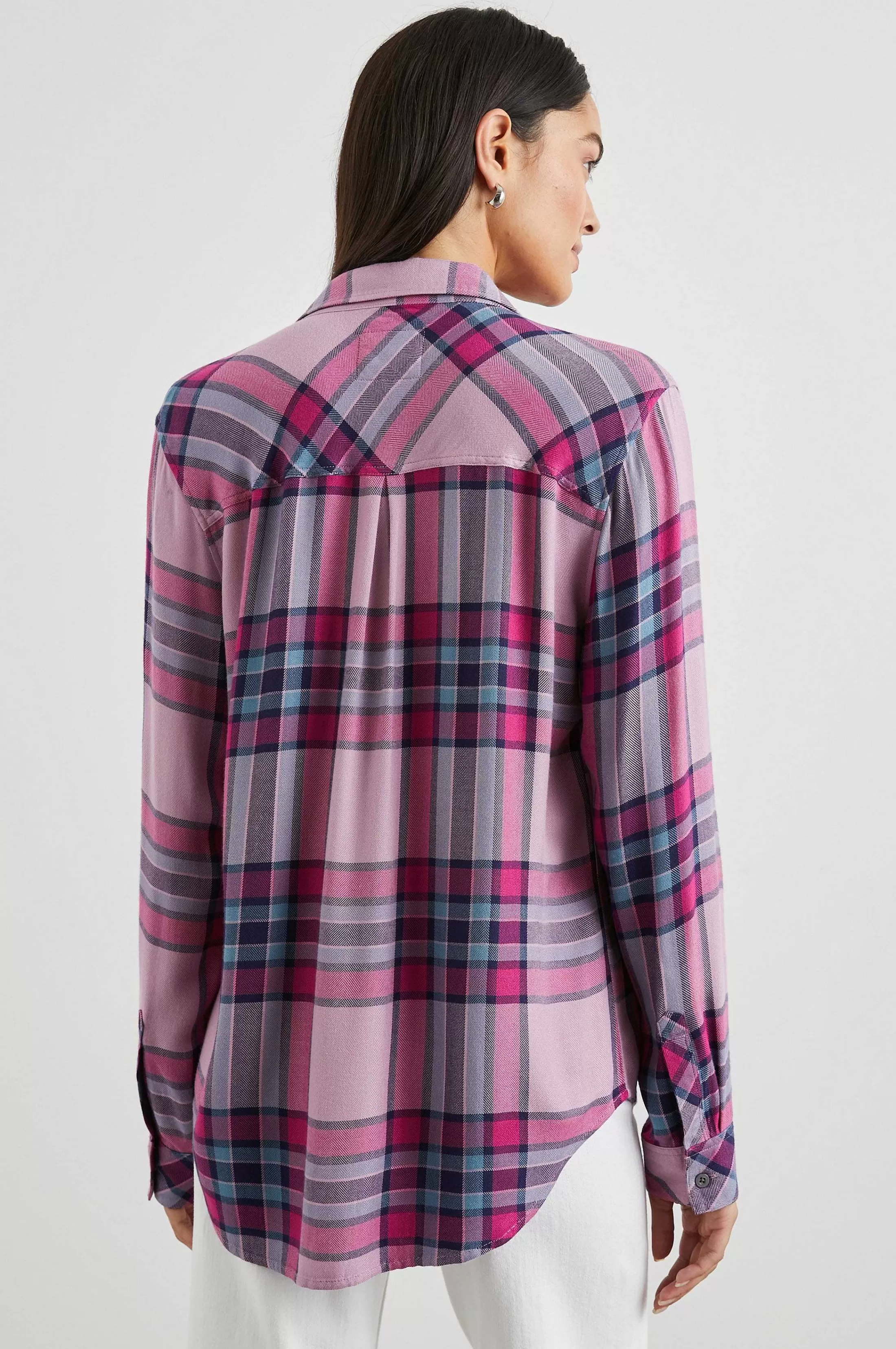 Bovenkanten-Rails Hunter Shirt - Marine Zee Magenta