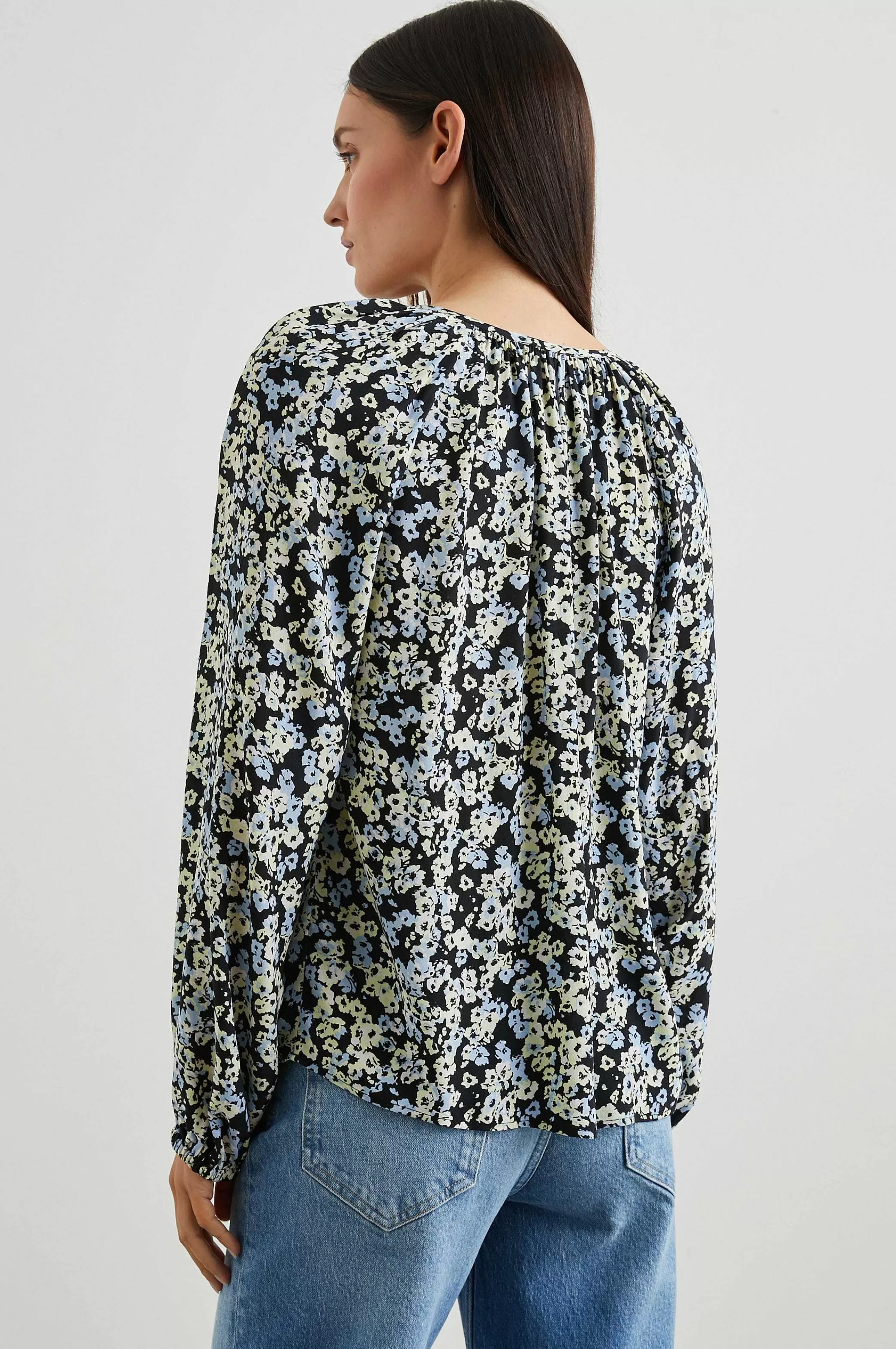 Bovenkanten-Rails Indi Top - Midnight Meadow Bloemen