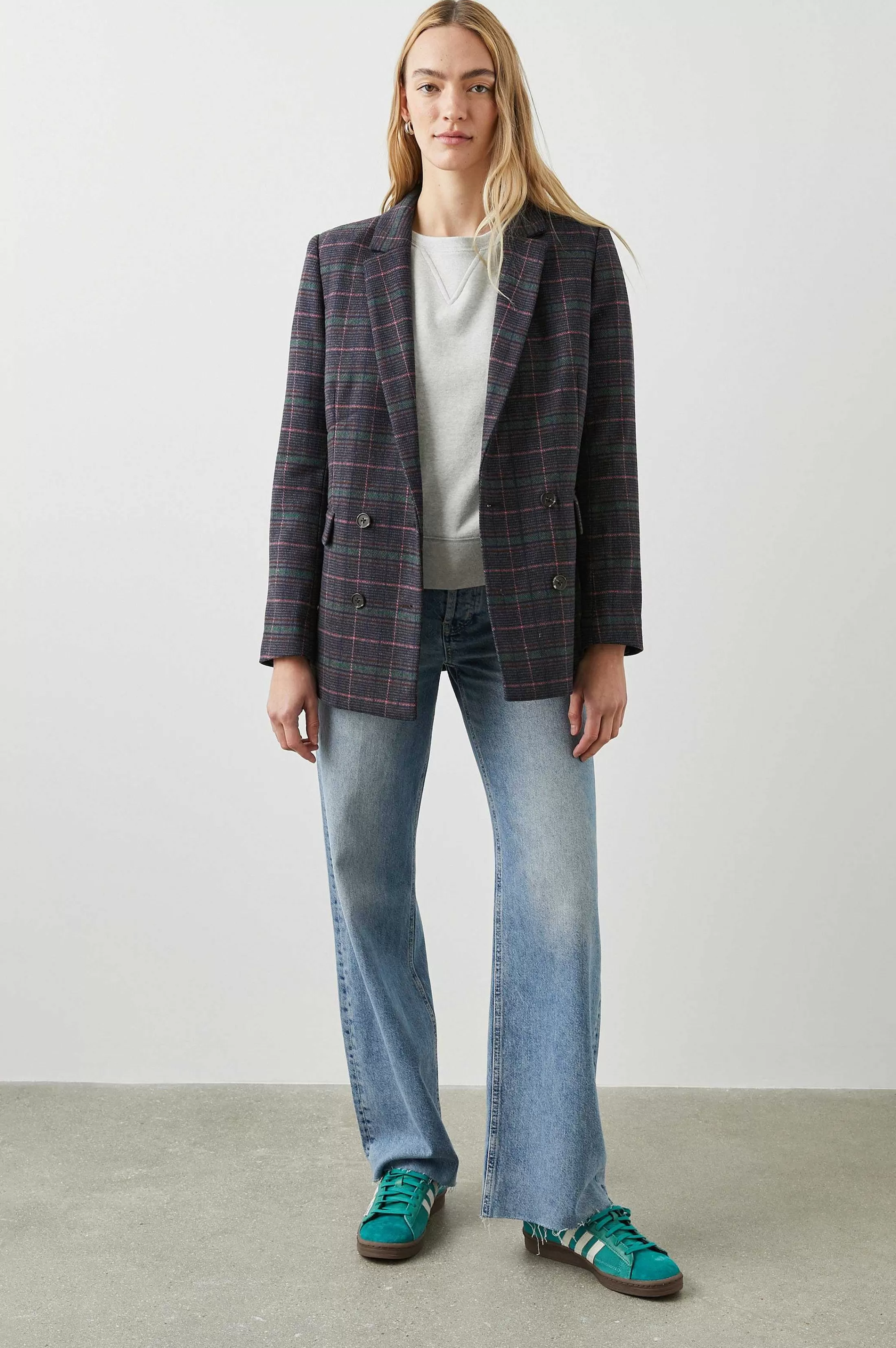 Jassen En Jassen-Rails Jac Blazer - Grafiet Chambray Roze