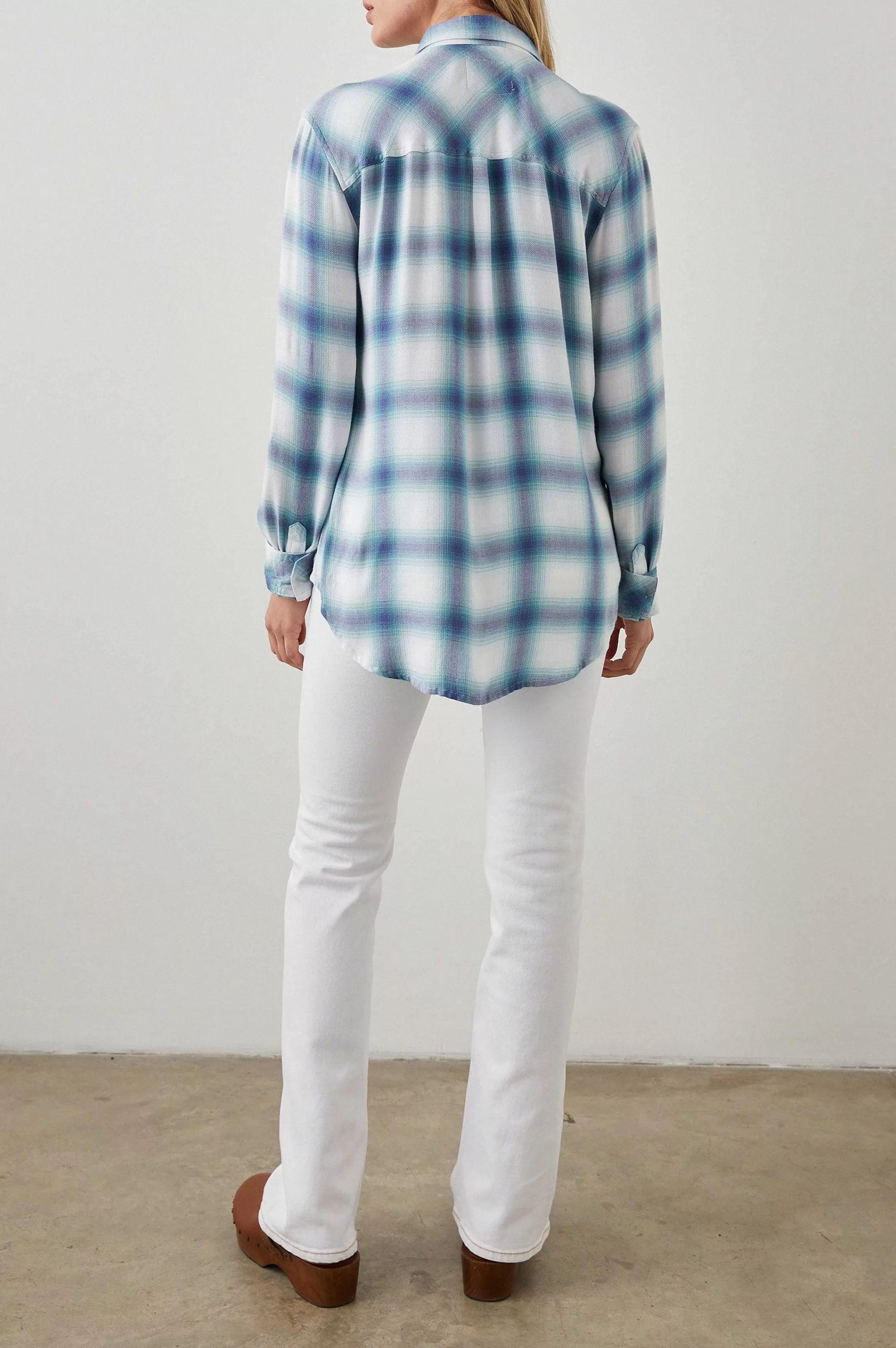 Bovenkanten-Rails Jager Shirt - Witte Indigo Mist