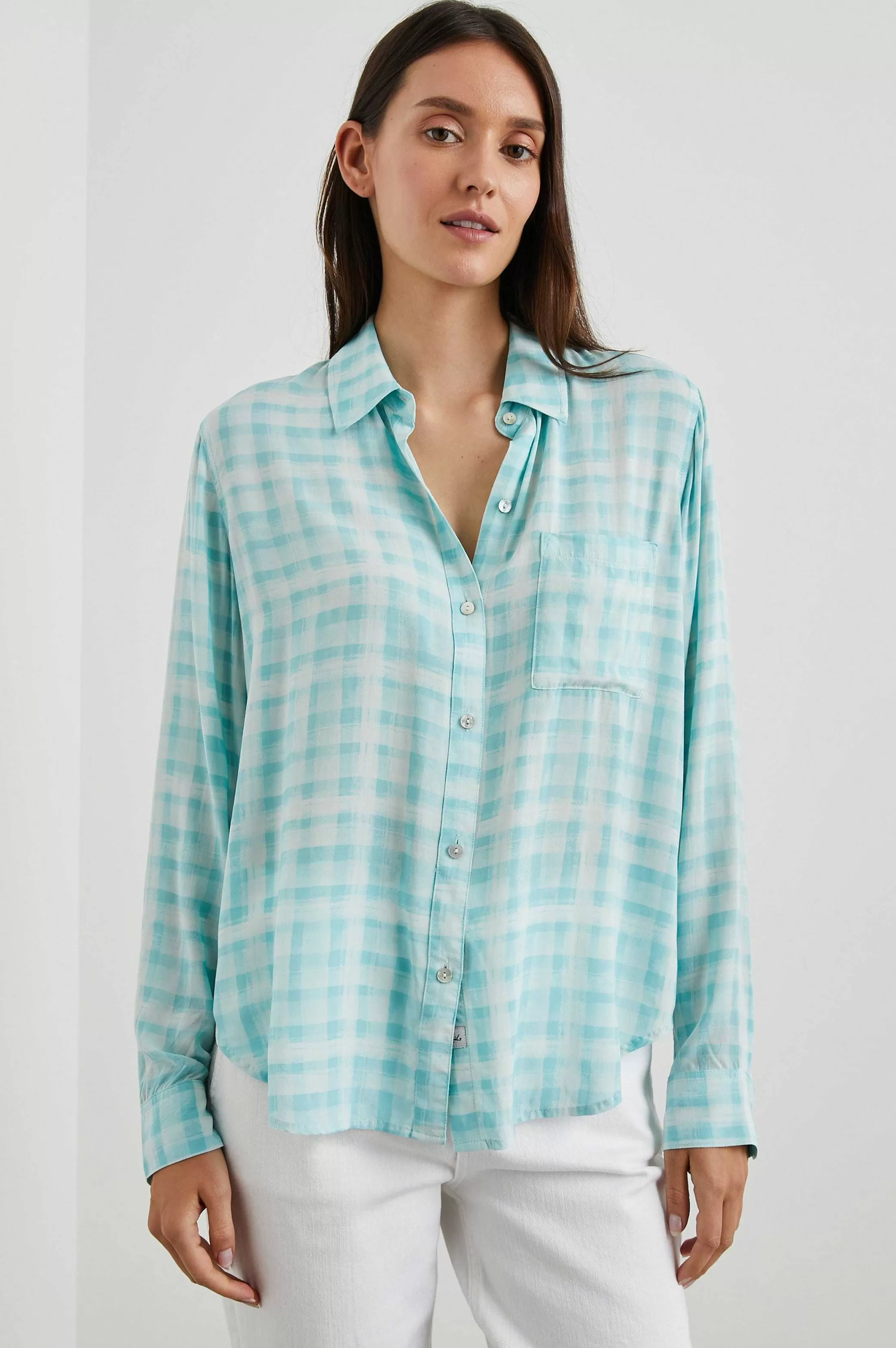 Bovenkanten-Rails Josephine Overhemd - Aqua Plaid