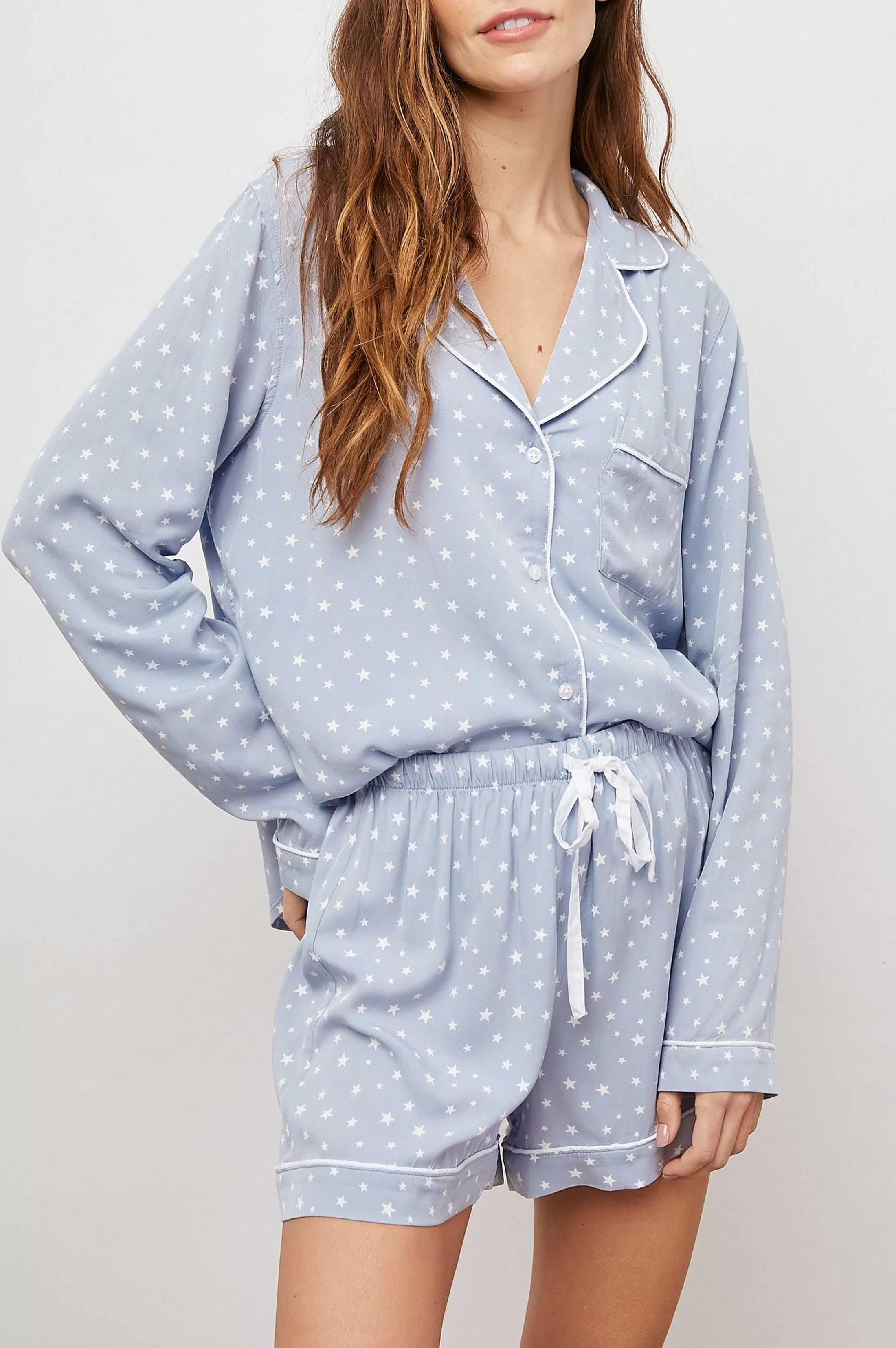 Nachtkleding-Rails Kellen Pyjamaset - Blauw Witte Sterren