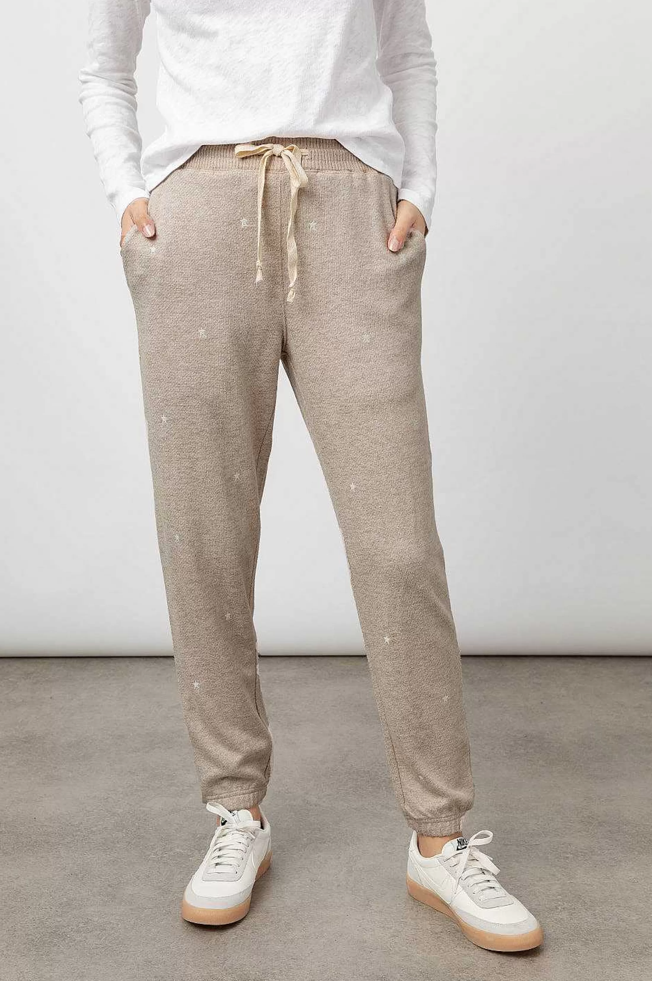 Lounge-Rails Kingston Sweatpant - Heather Bruin Geborduurde Sterren