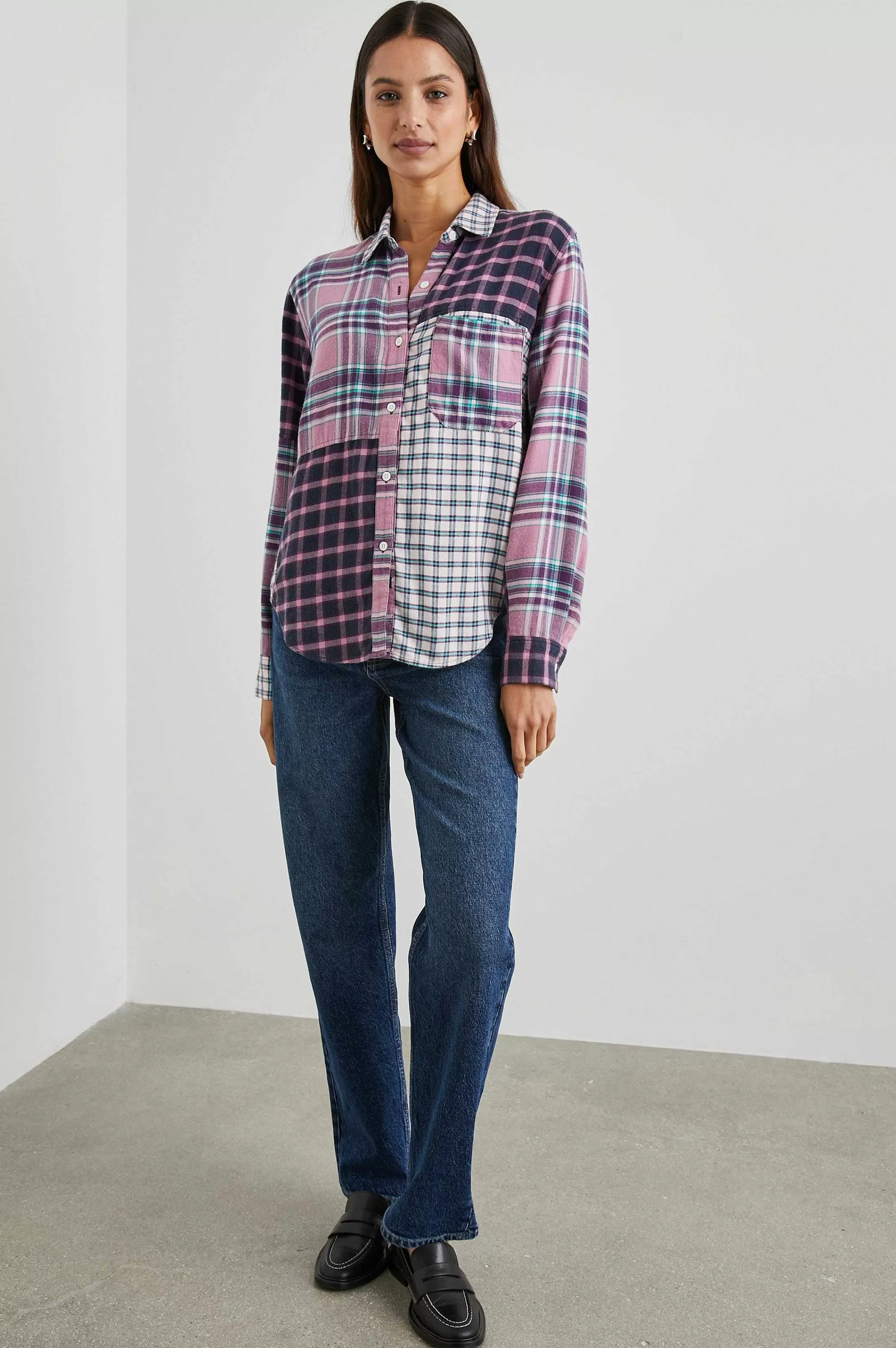 Bovenkanten-Rails Lakin Shirt - Rose Agave Gemengde Plaid