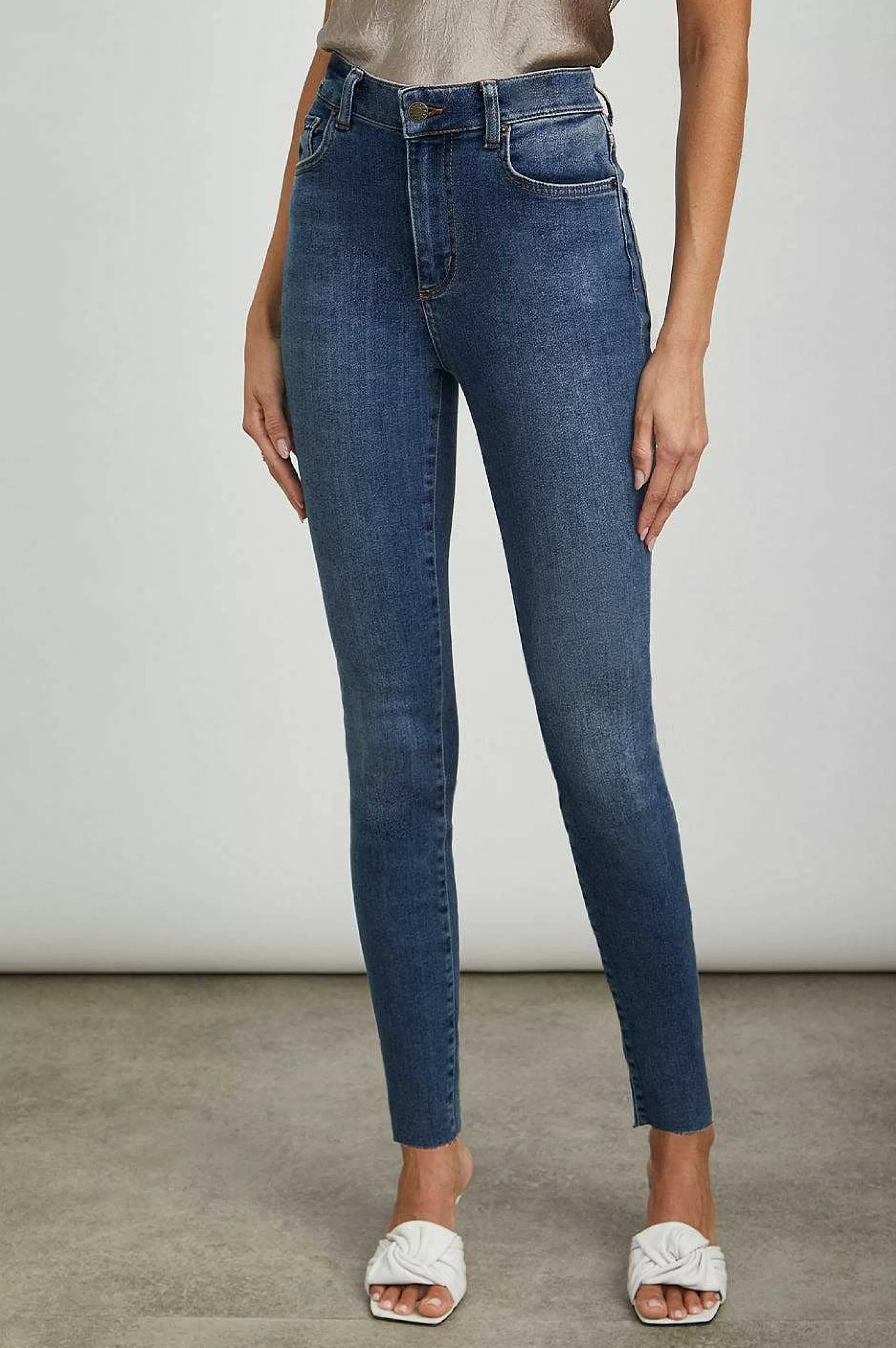 Denim-Rails Larchmont Skinny - Hoge Rise Skinny - Baltic Blauw