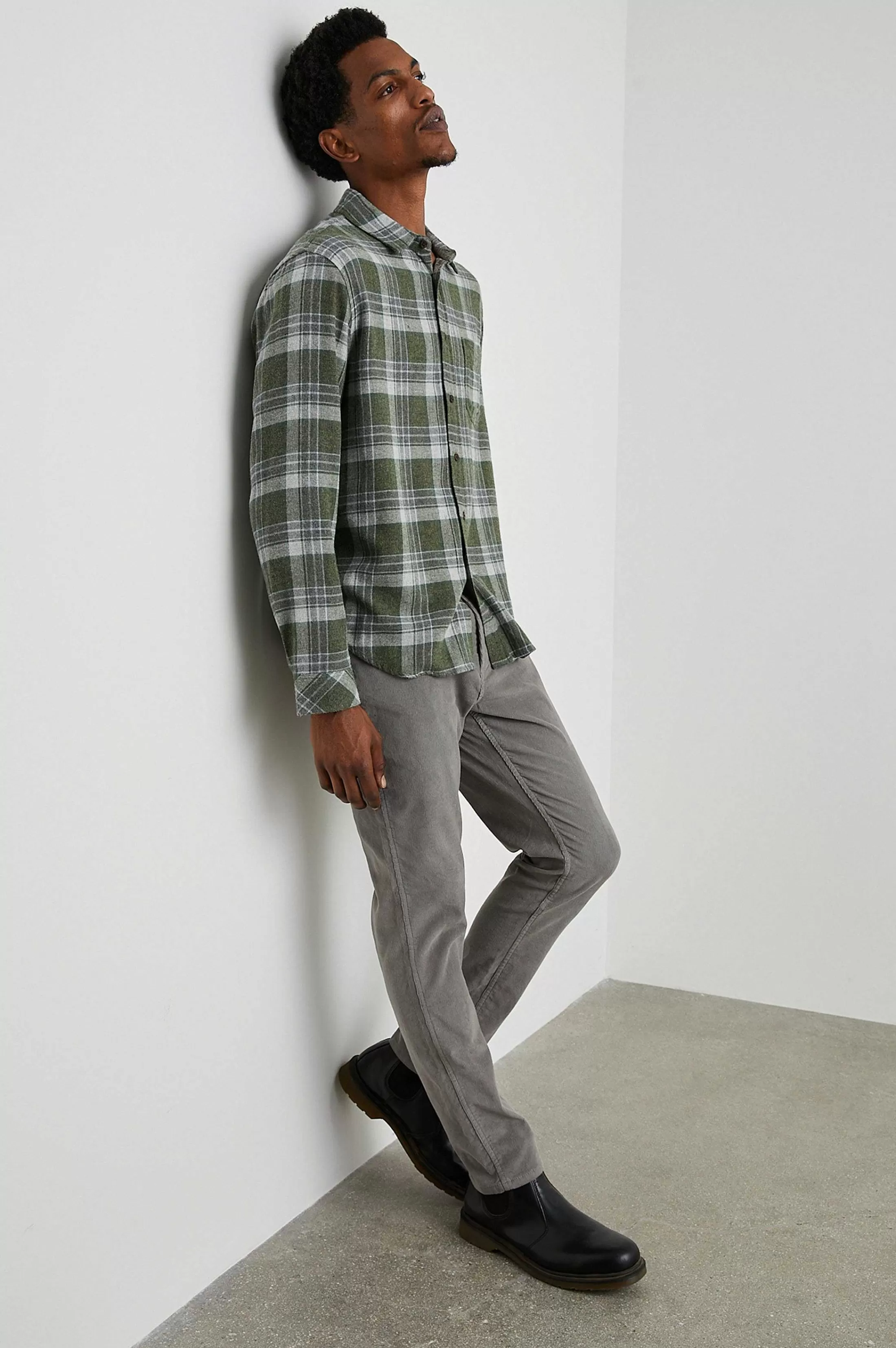 Overhemden-Rails Lennox Shirt - Groen Hollow Grijs Melange