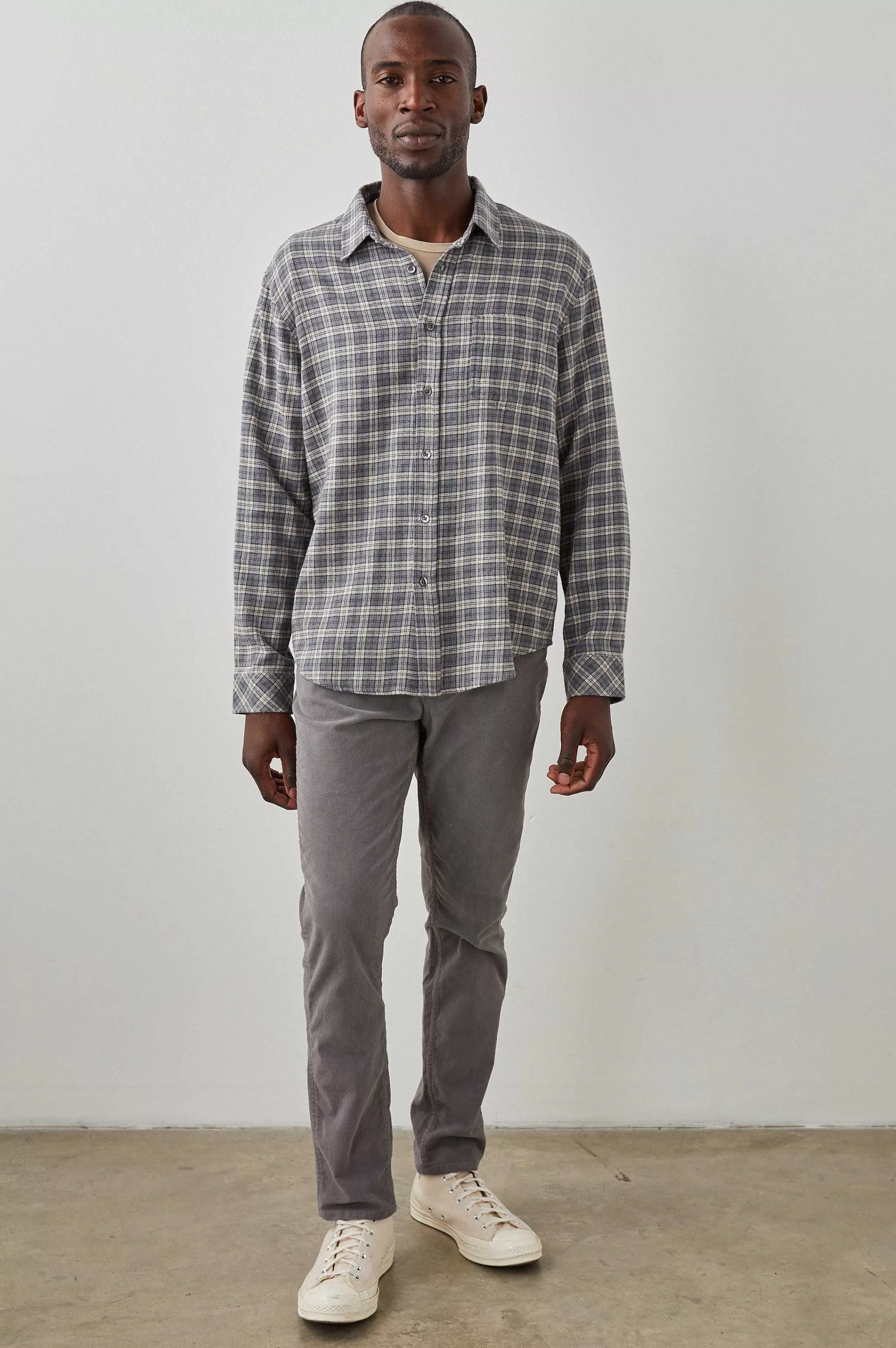 Overhemden-Rails Lennox Shirt - Houtskool Vlas Melange