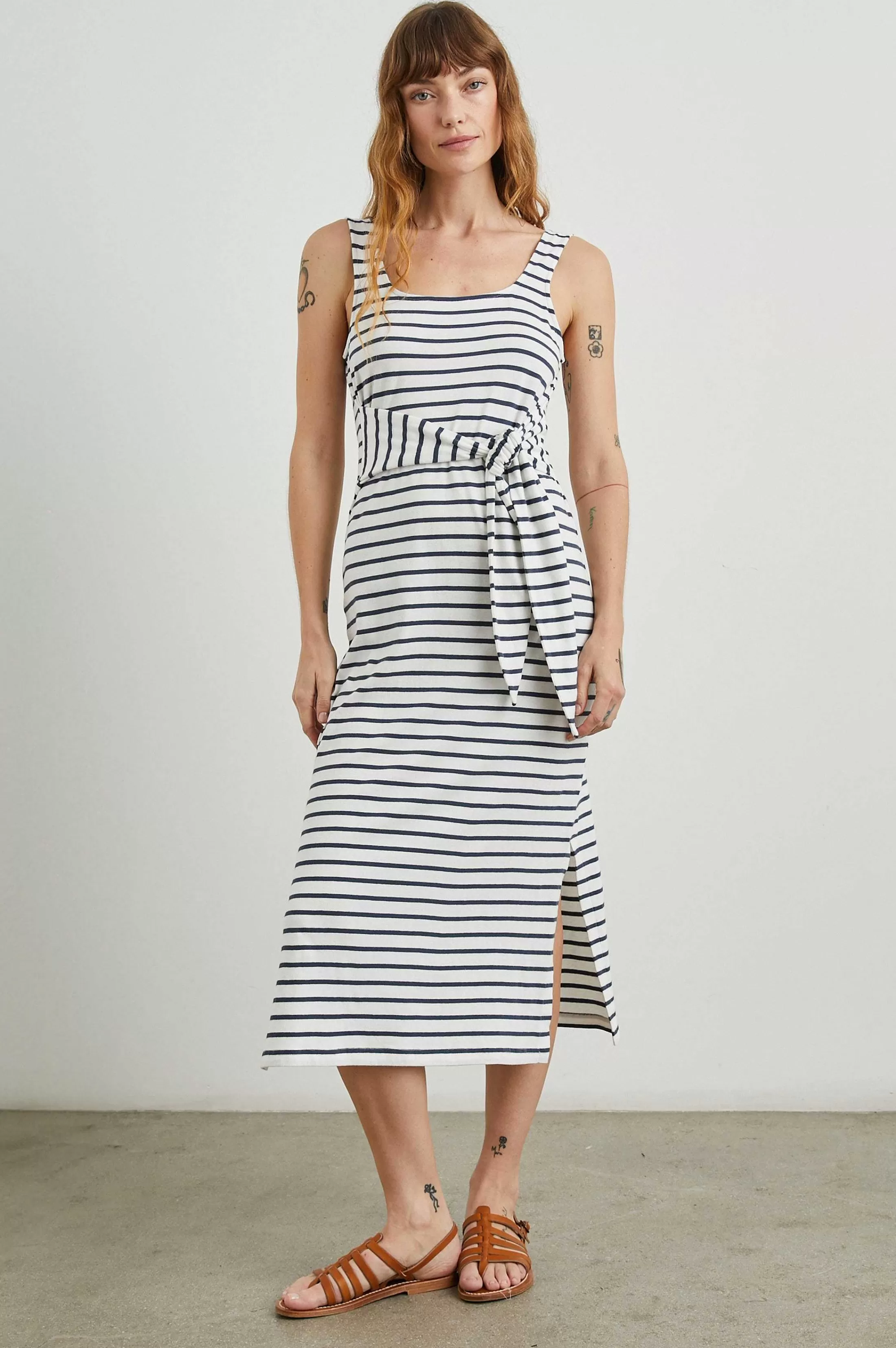 Jurken En Rompertjes-Rails Meg Jurk - Ivoor Marine Stripe