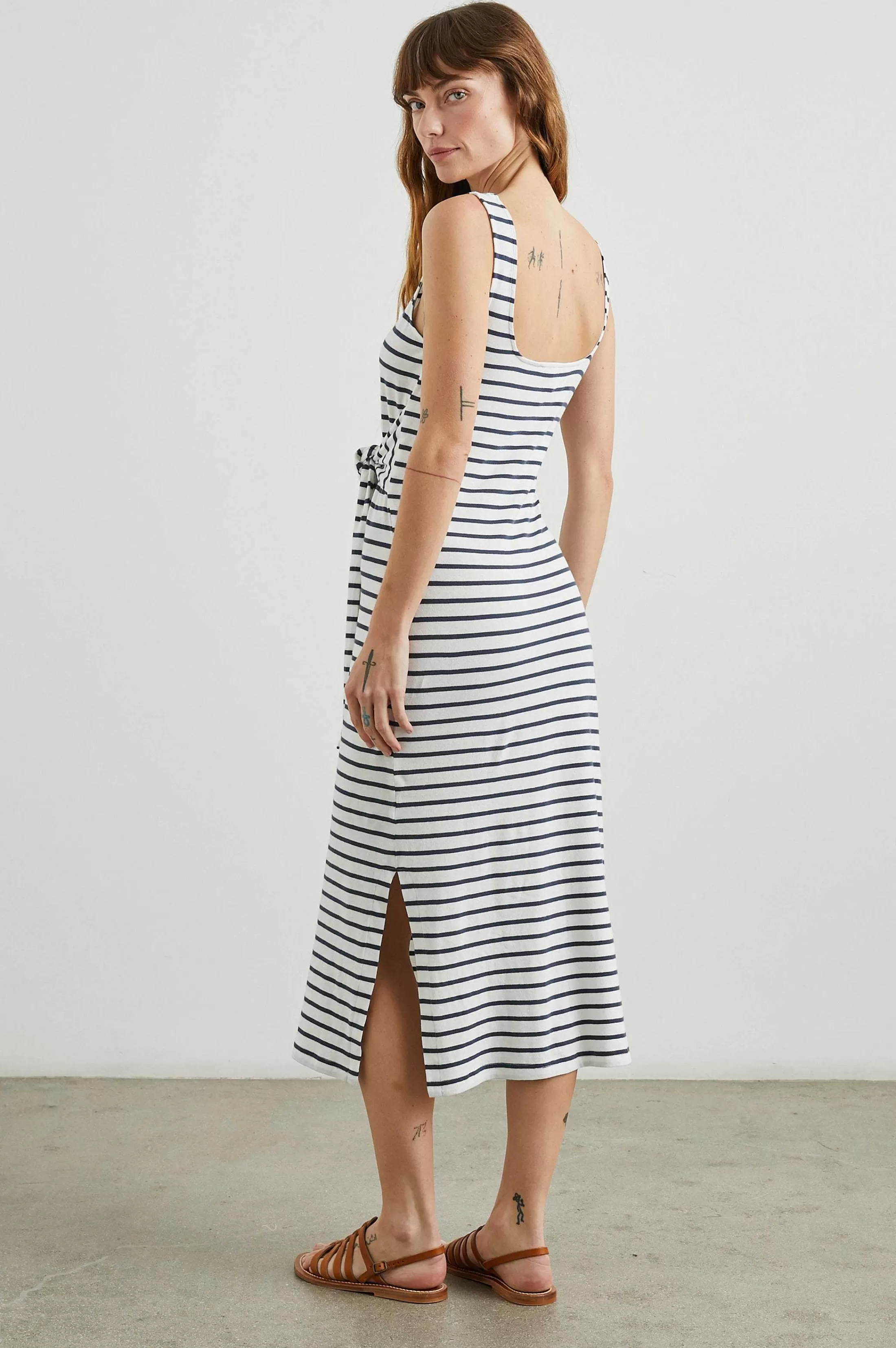 Jurken En Rompertjes-Rails Meg Jurk - Ivoor Marine Stripe