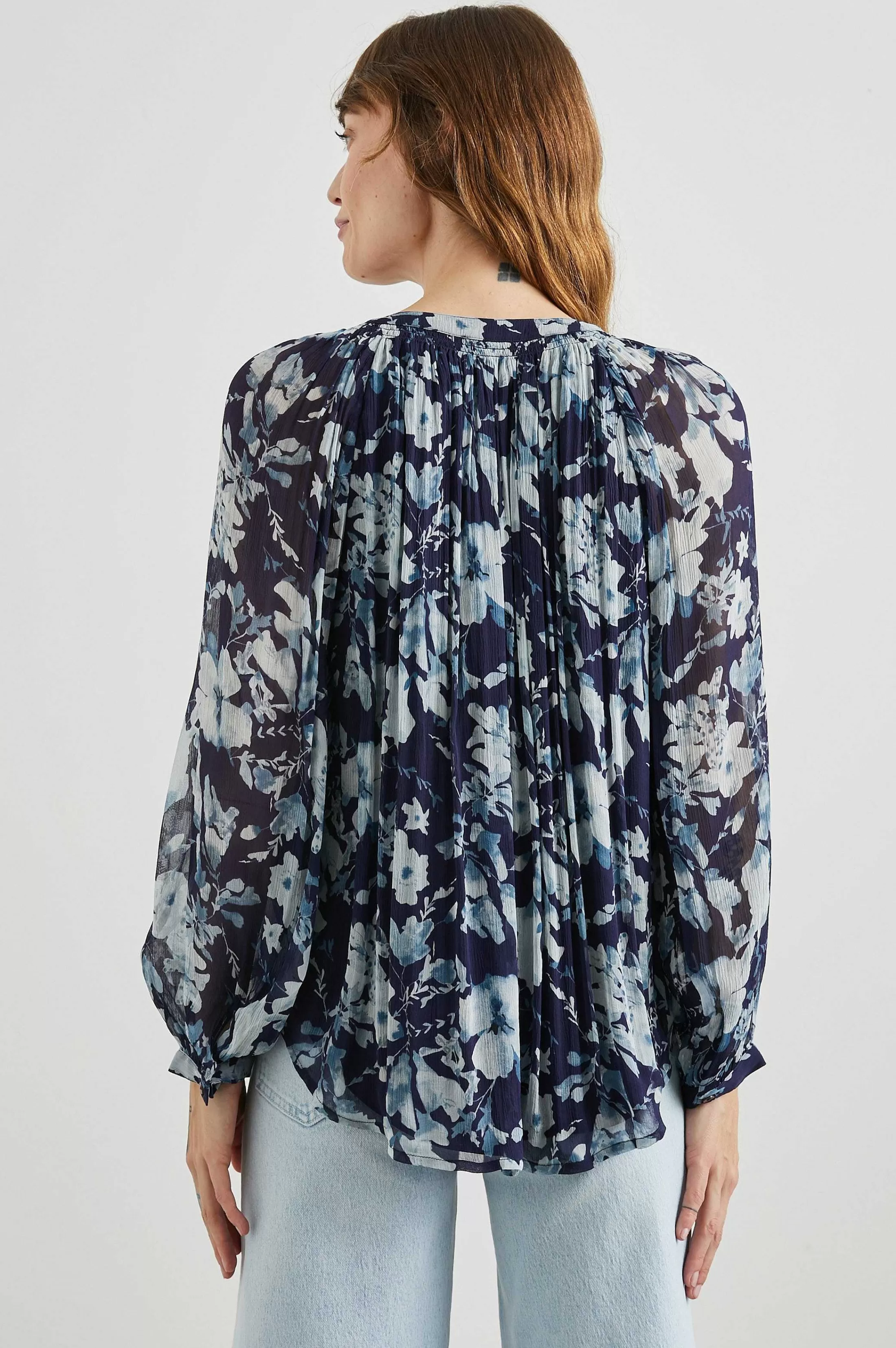 Bovenkanten-Rails Nessie Top - Indigo Bloesems