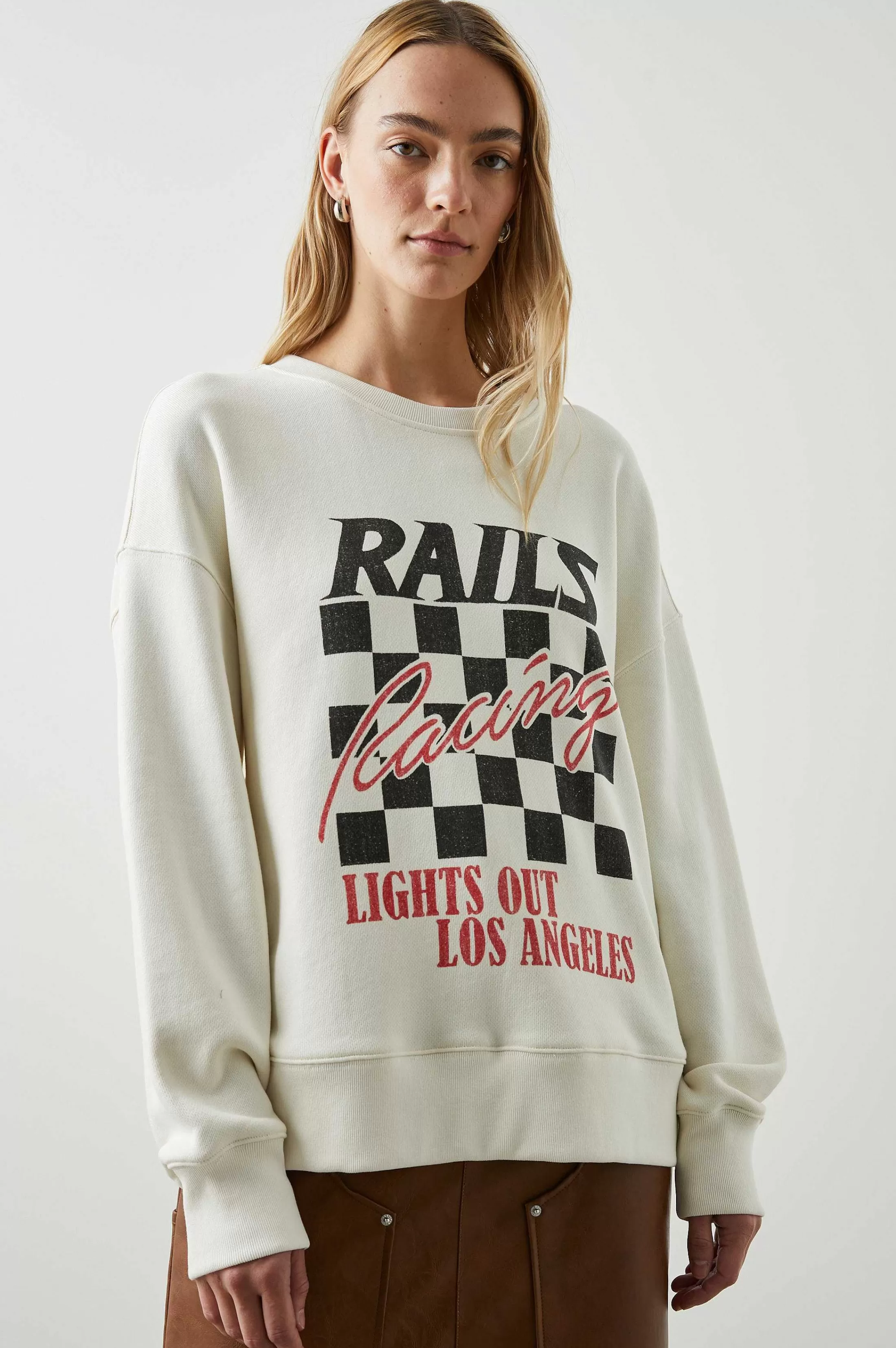 Truien-Rails Ontspannen Crew Sweatshirt - Ivoor Racing