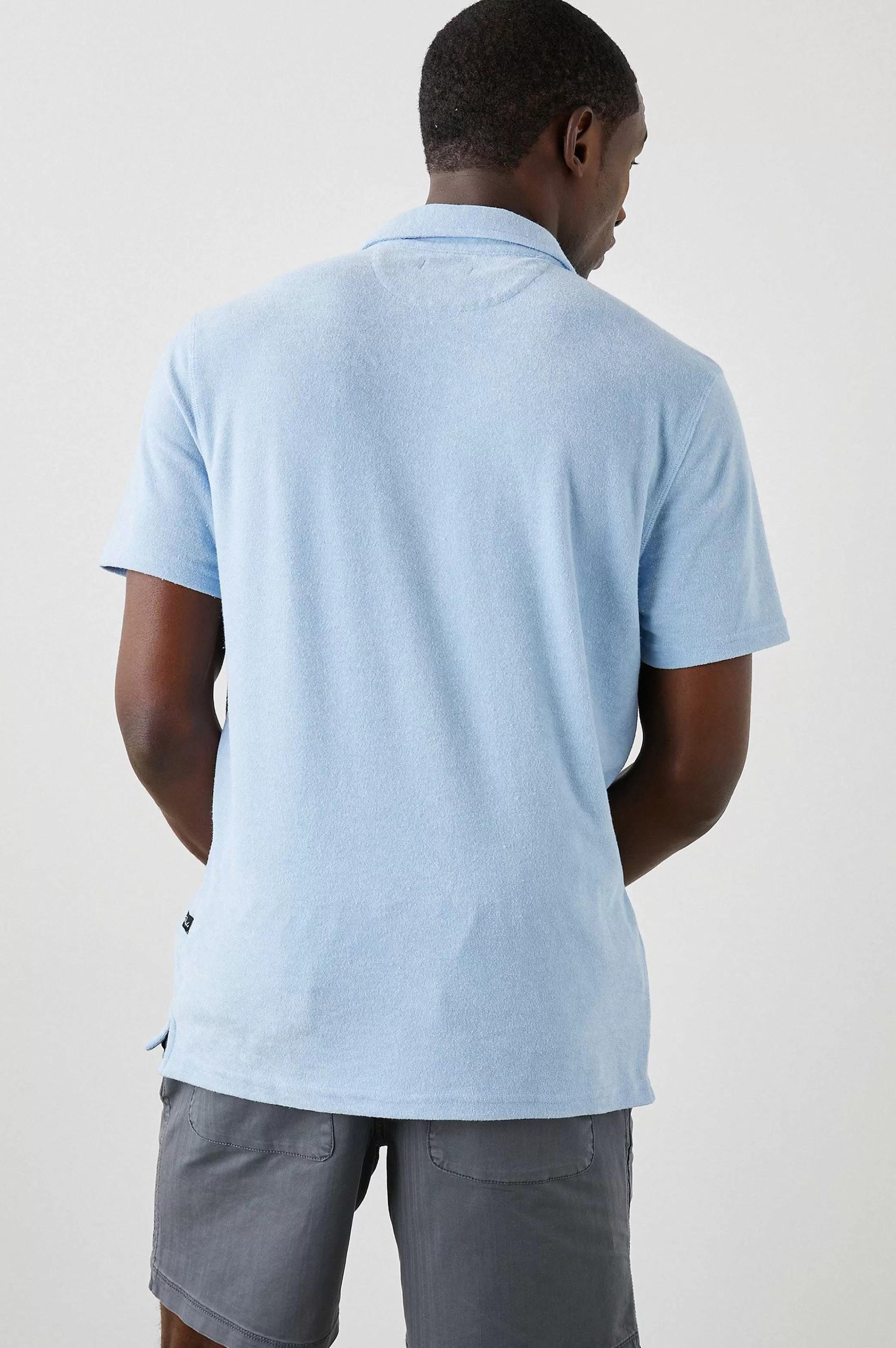 T-Shirts En Polo'S-Rails Rhen Poloshirt - Terry Chambray Blauw