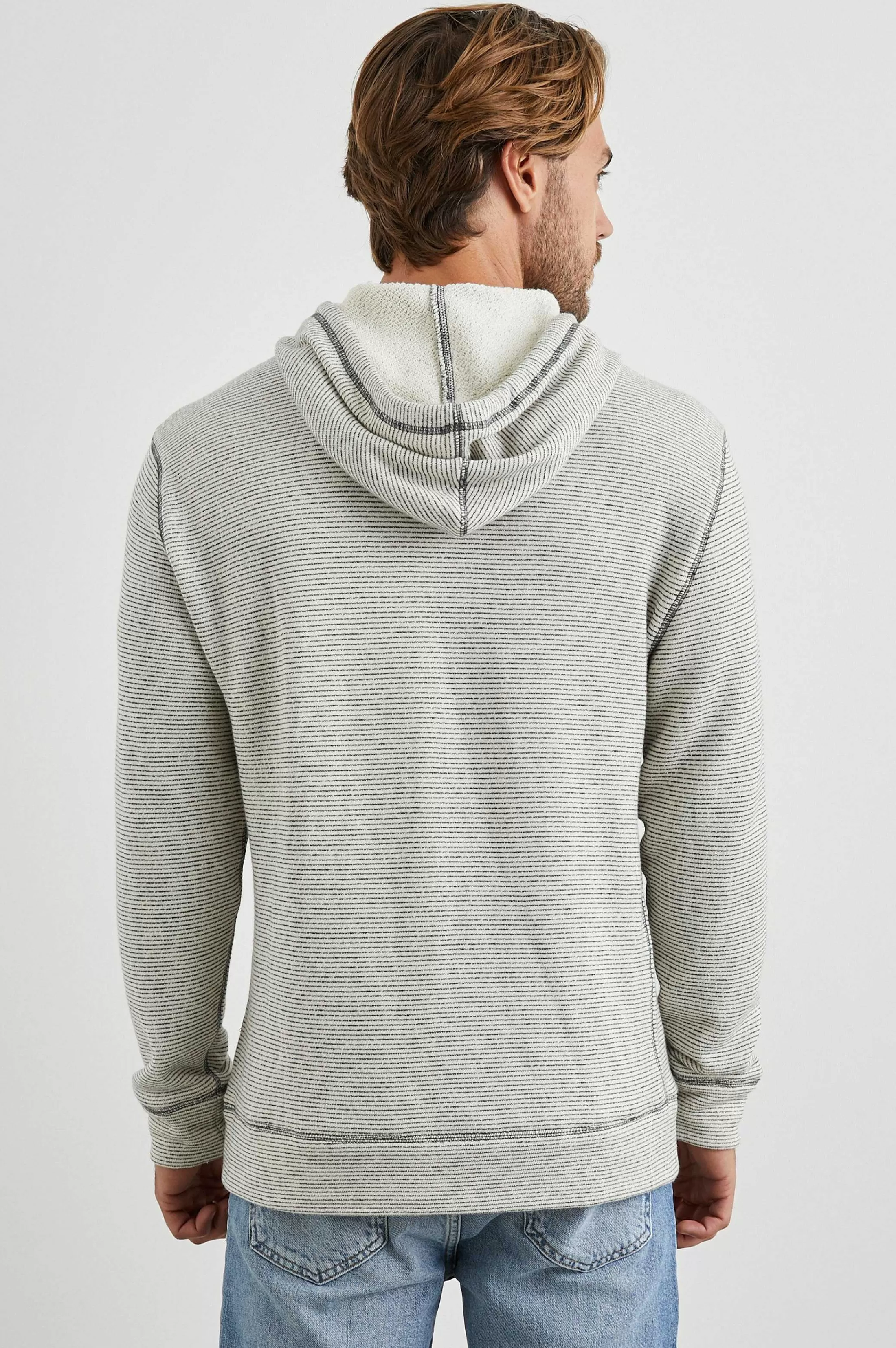 Sweatshirts En Hoodies-Rails Smith Hoodie - Creme Marine Stripe