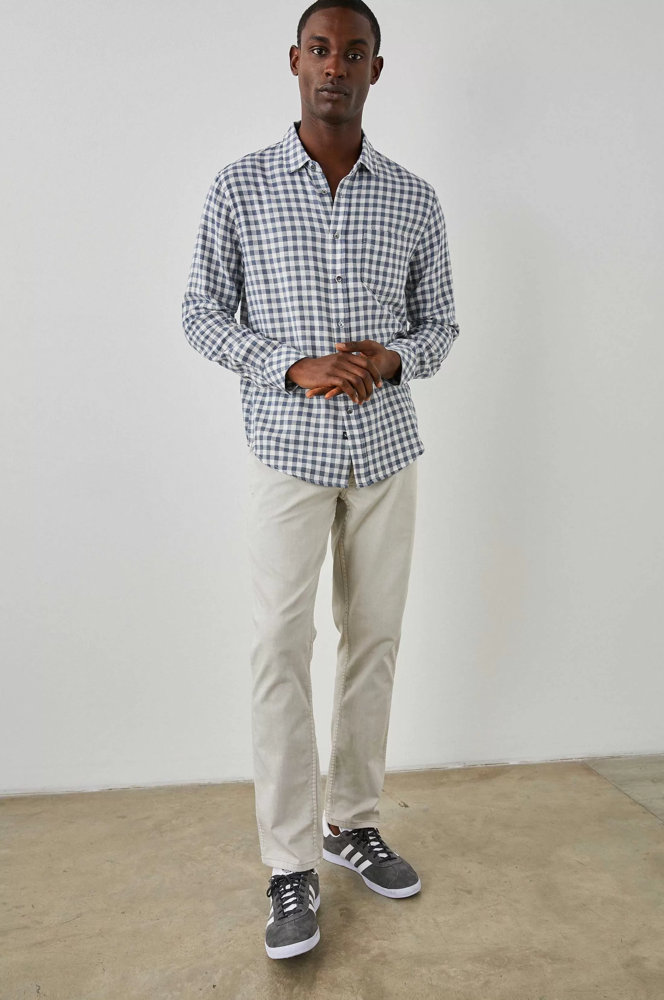 Overhemden-Rails Wyatt Overhemd - Marine Gingham Melange