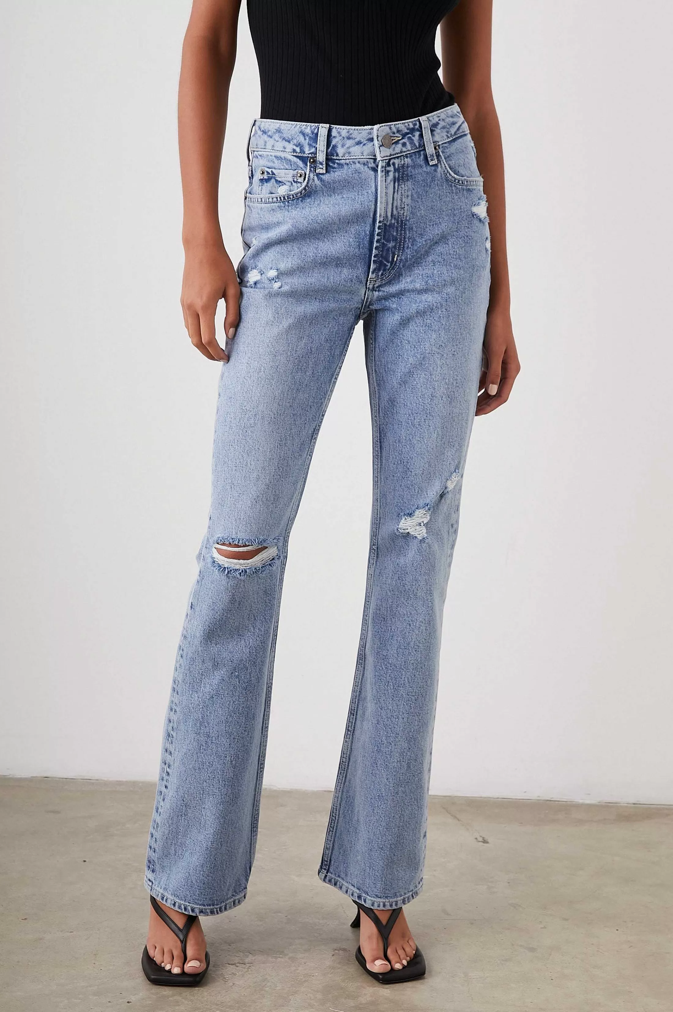 Denim-Rails Zonsondergang Slim Flare - Bluebell Distress